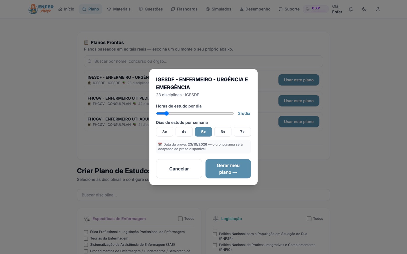 Gerando plano de estudos personalizado
