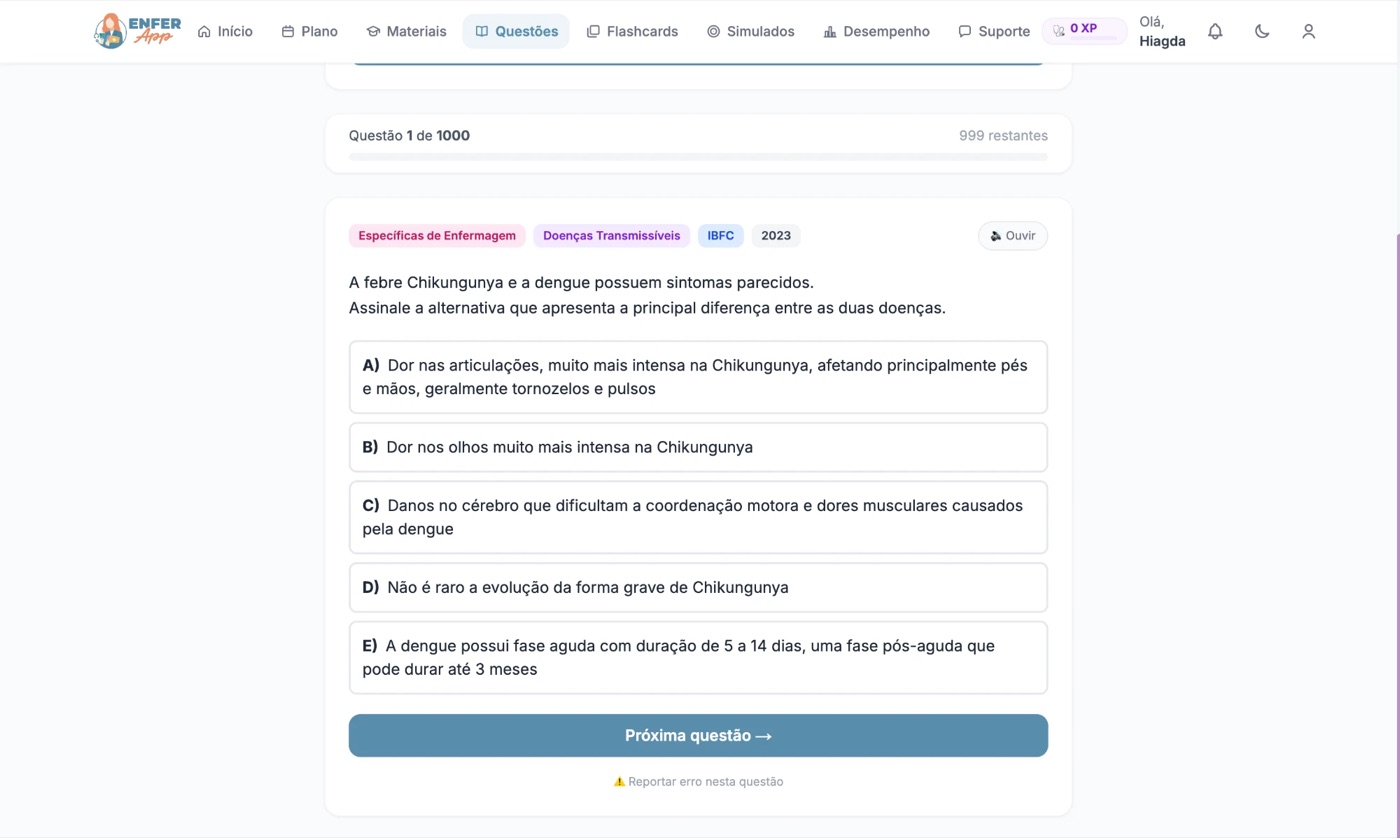 Questão de concurso no Enfer App